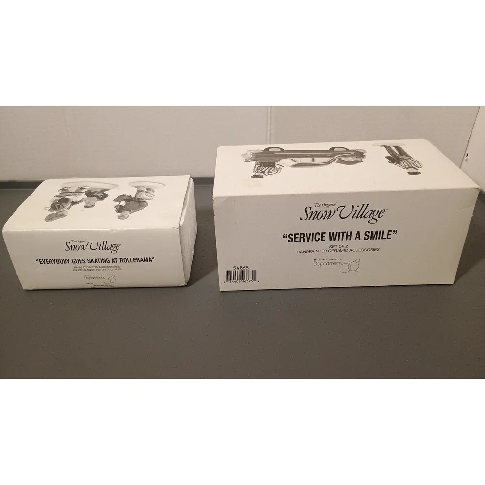 Dept 56 Snow Village Accessories Service With A Smile Skating Red Car Excellent